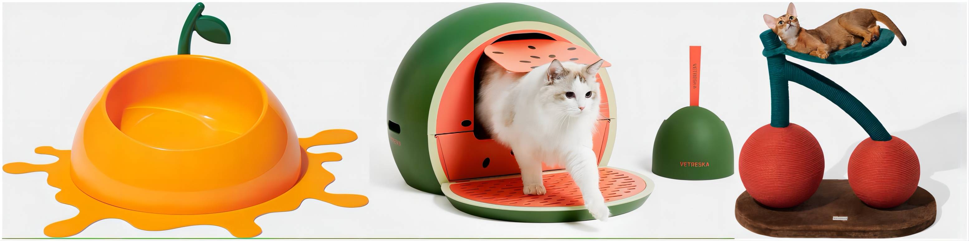 Kawaii Vetreska pet backpack and watermelon bed