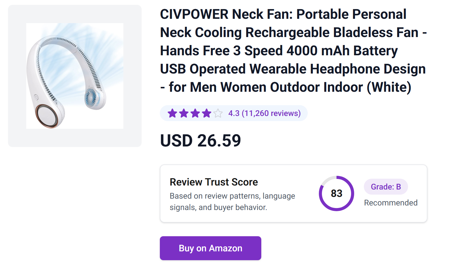 CIVPOWER Neck Fan