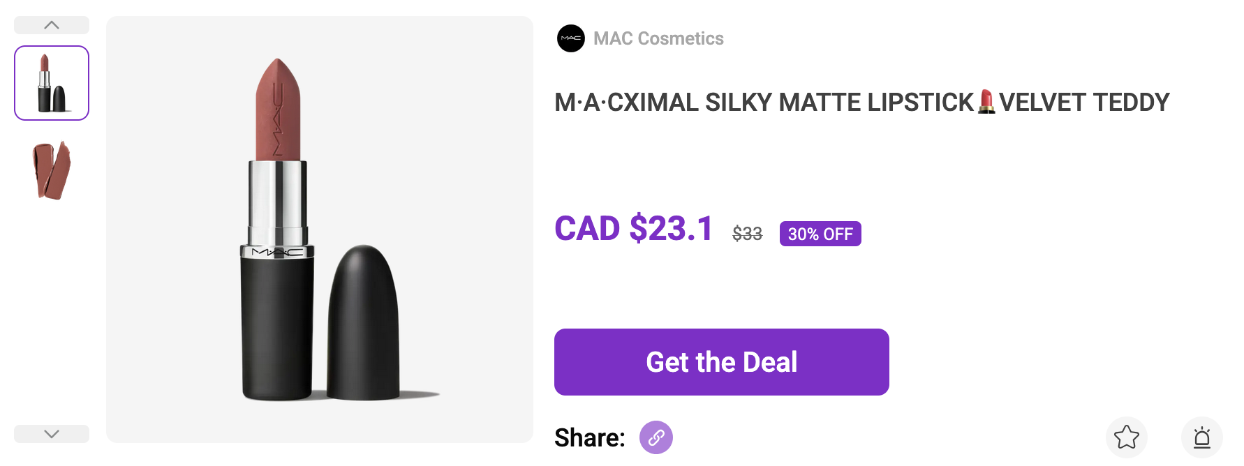 M·A·CXIMAL SILKY MATTE LIPSTICK VELVET TEDDY